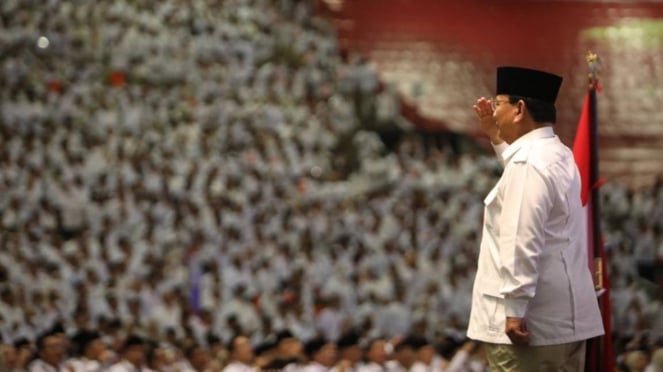 Bacapres sekaligus Ketum Gerindra Prabowo Subianto saat Rapimnas Gerindra  di Sentul.